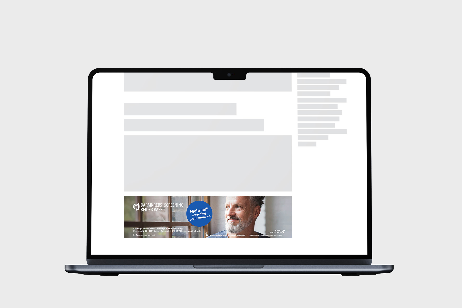 Online-Banner für Darmkrebs-Screening Beider Basel (KLBB)