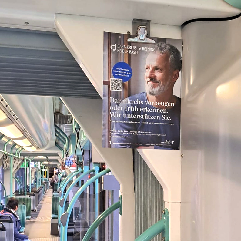 Tramplakat Darmkrebs-Screening beider Basel